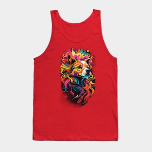 Beautiful Dog Head With Vivid Colourful Hair Tank Top